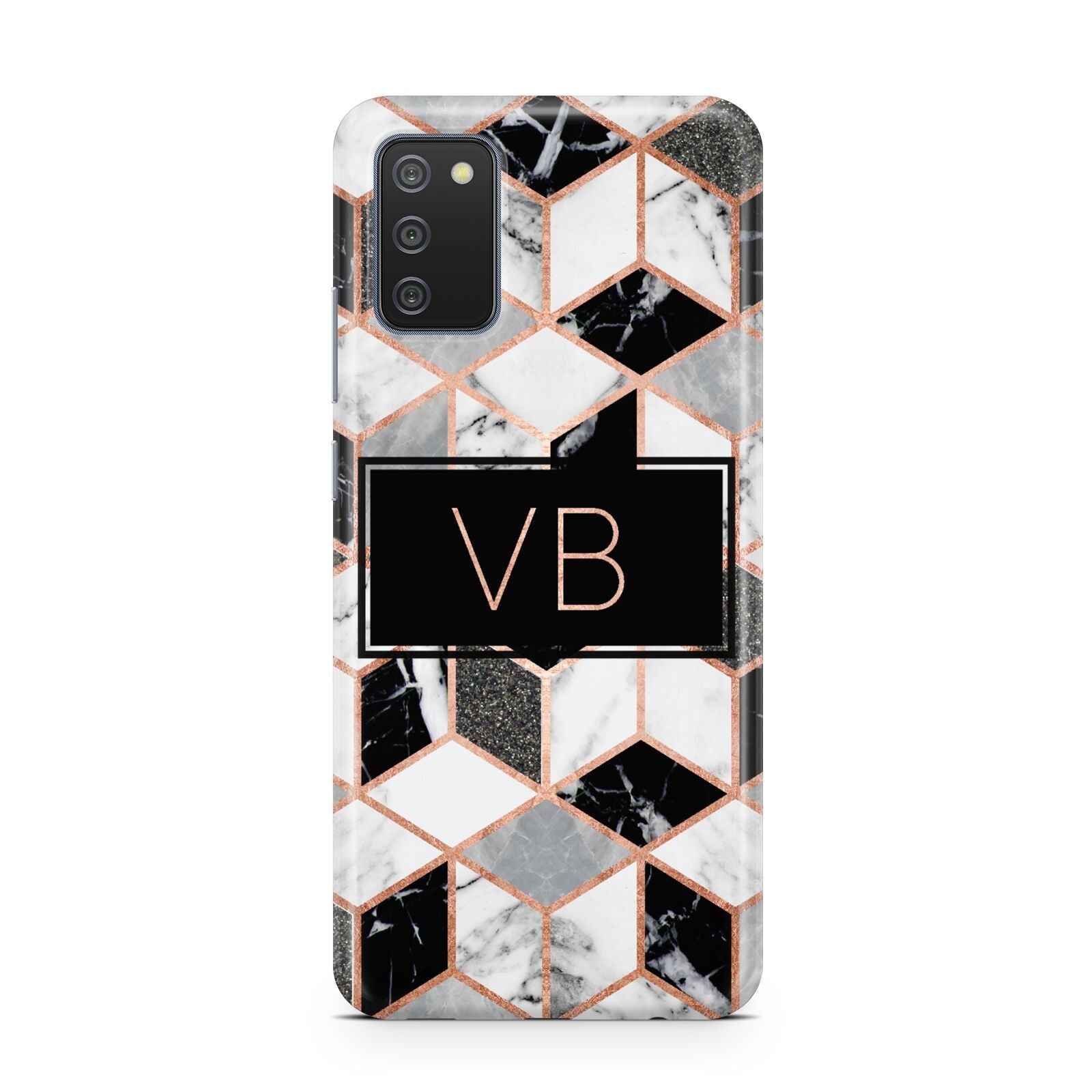 Personalised Gold Leaf Initials Marble Samsung A02s Case