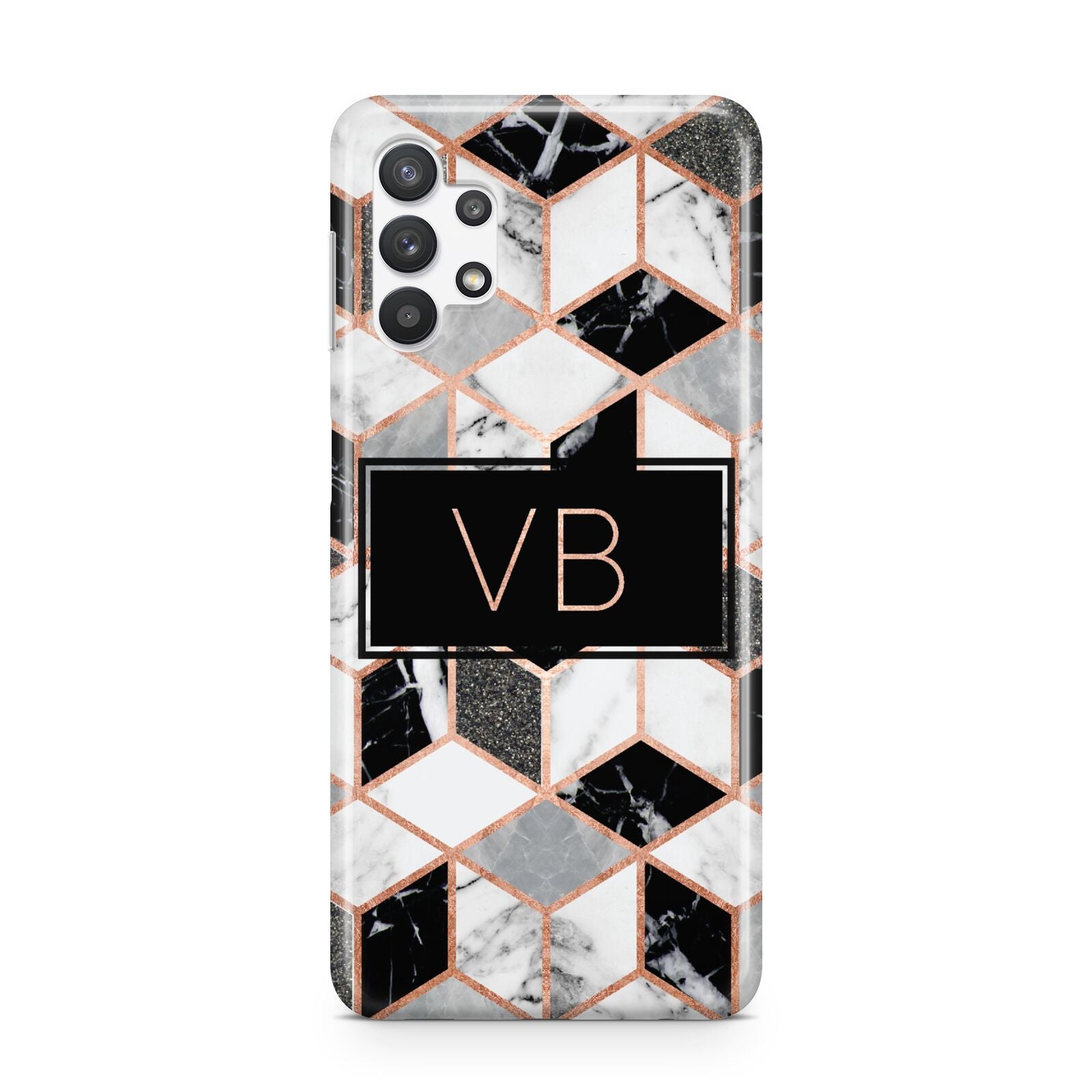 Personalised Gold Leaf Initials Marble Samsung A32 5G Case