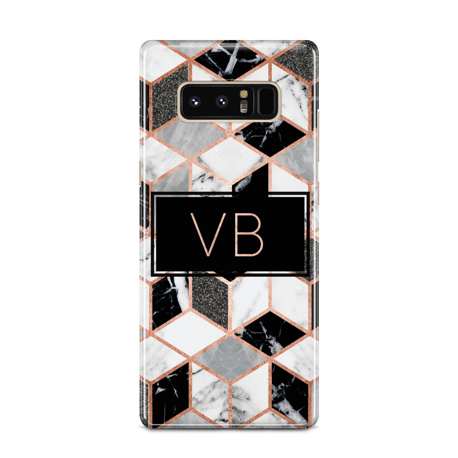 Personalised Gold Leaf Initials Marble Samsung Galaxy Note 8 Case