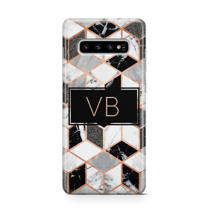 Personalised Gold Leaf Initials Marble Samsung Galaxy S10 Case