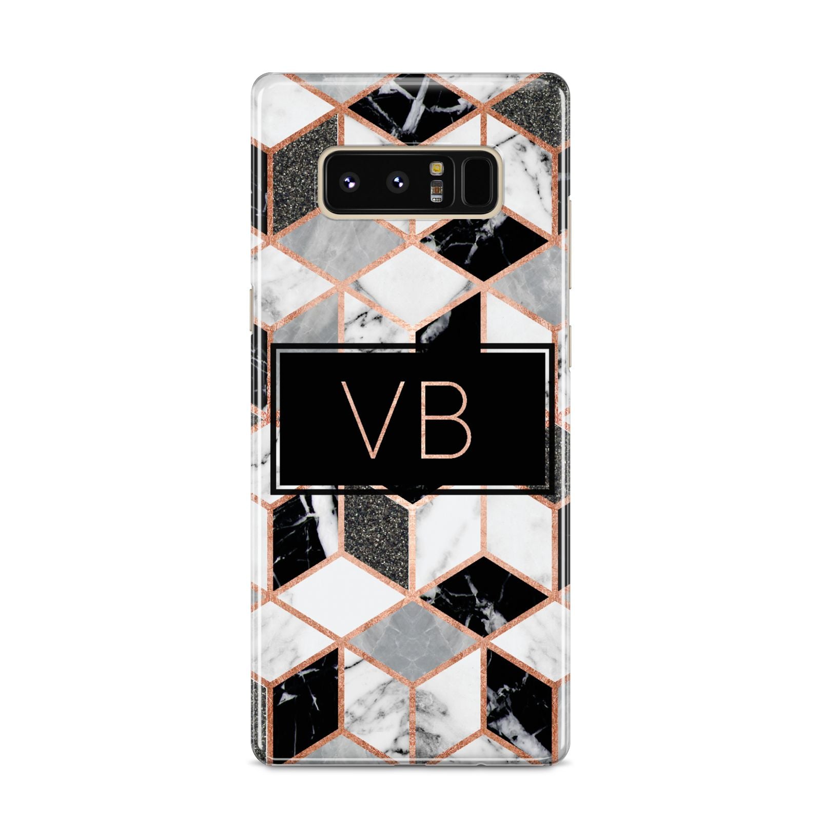 Personalised Gold Leaf Initials Marble Samsung Galaxy S8 Case