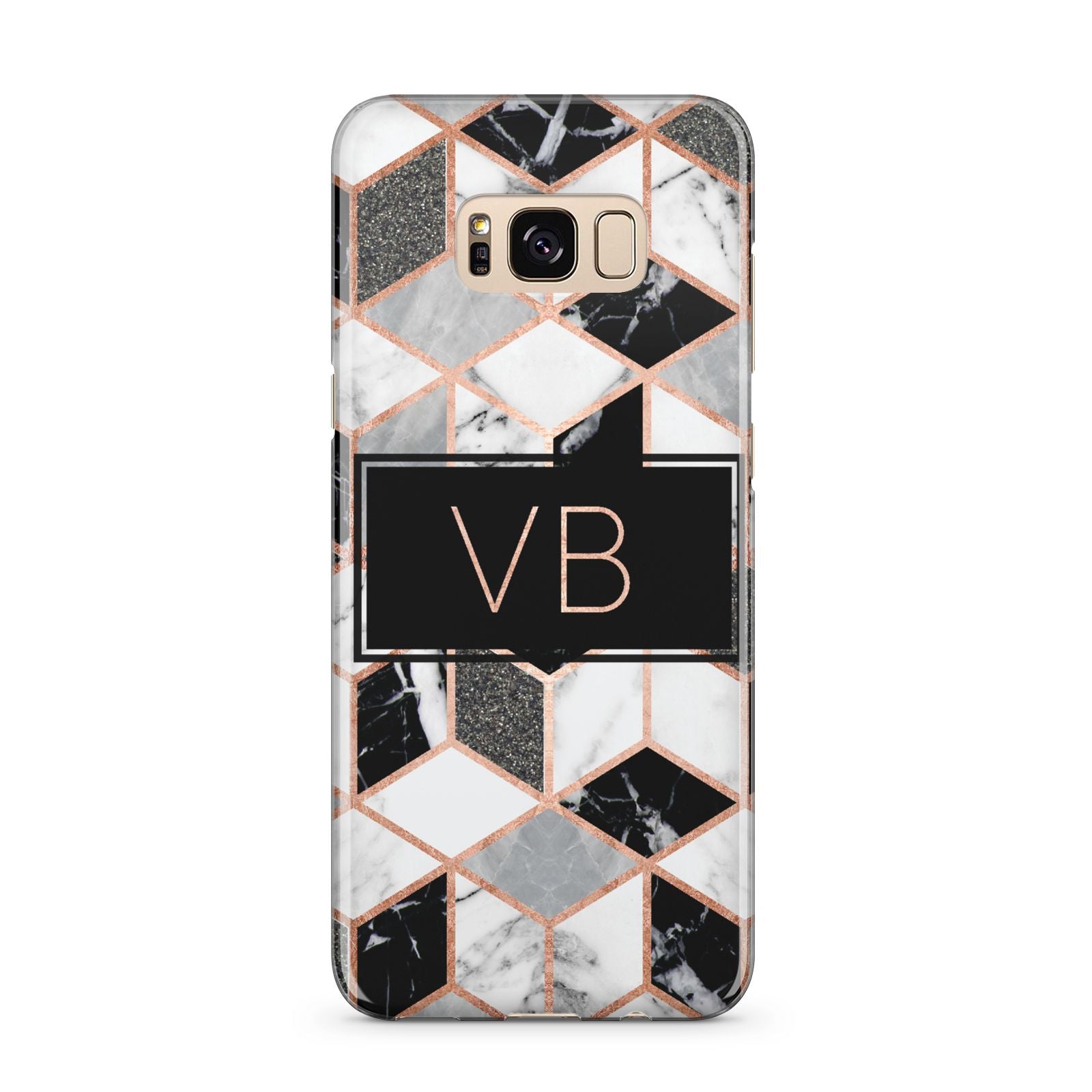 Personalised Gold Leaf Initials Marble Samsung Galaxy S8 Plus Case