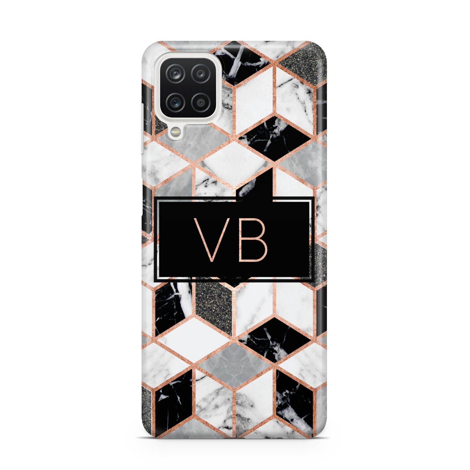 Personalised Gold Leaf Initials Marble Samsung M12 Case
