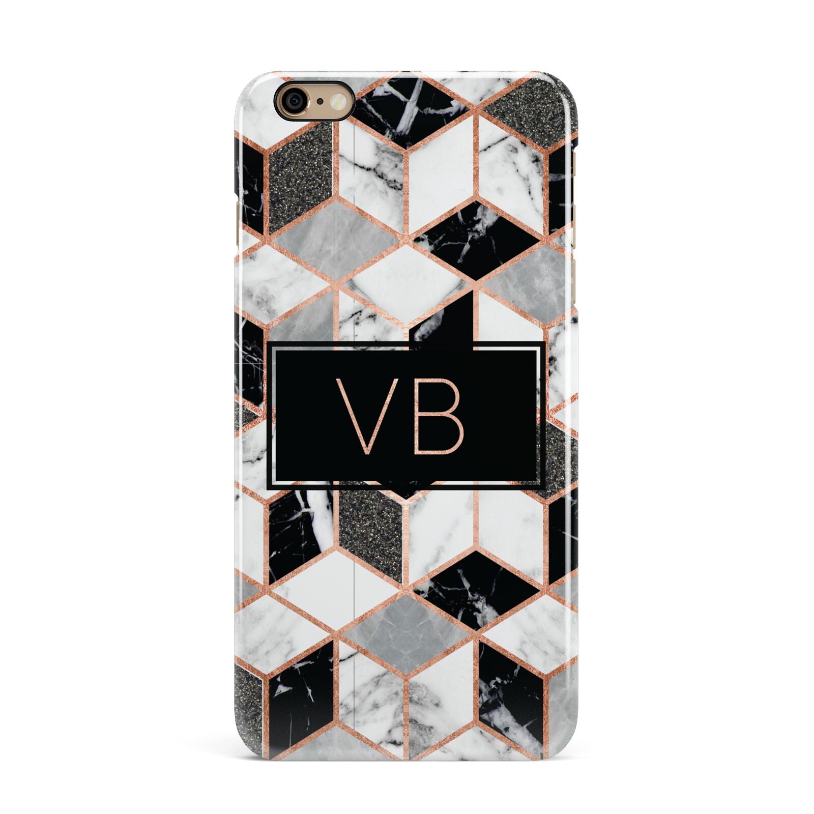 Personalised Gold Leaf Initials Marble iPhone 6 Plus 3D Snap Case on Gold Phone