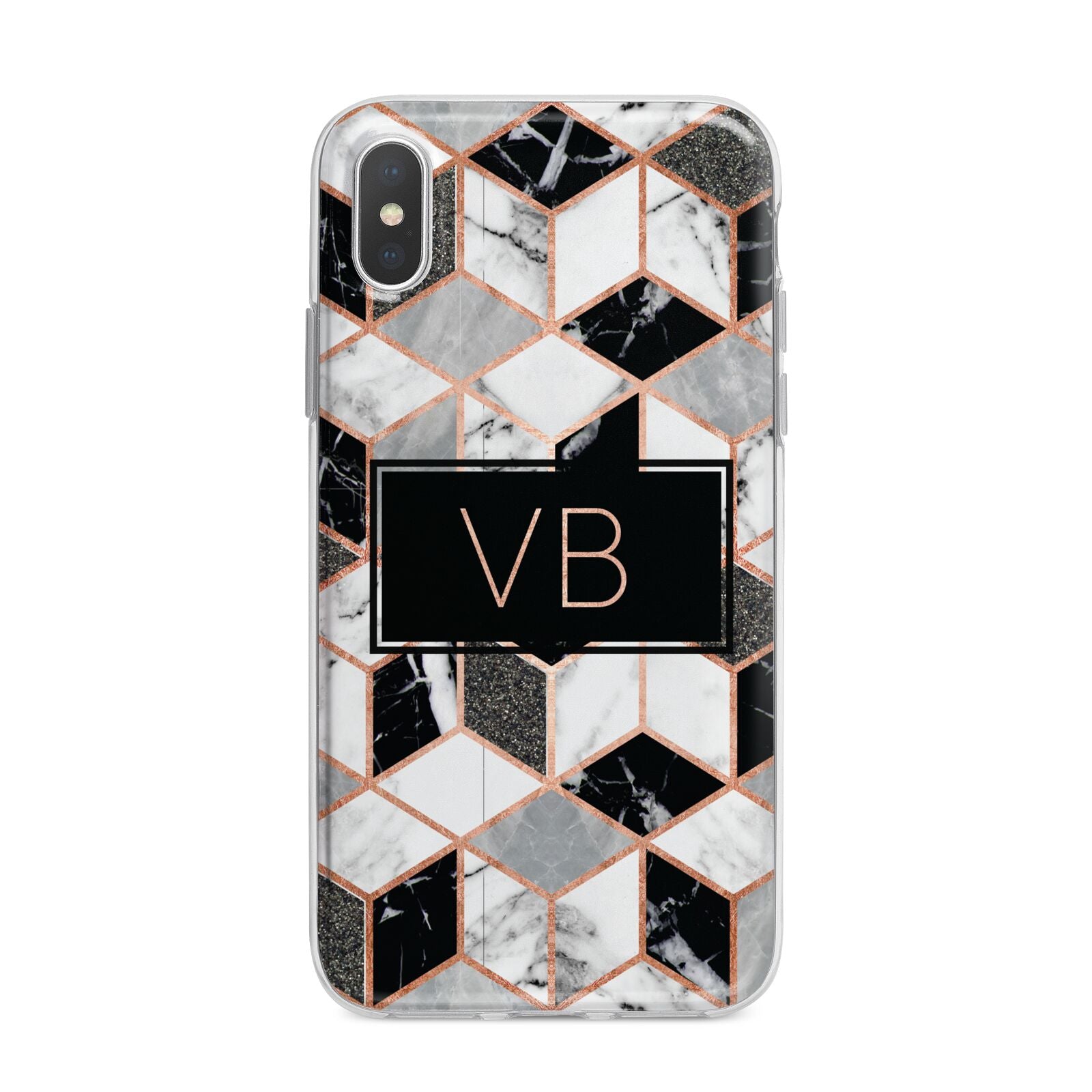 Personalised Gold Leaf Initials Marble iPhone X Bumper Case on Silver iPhone Alternative Image 1