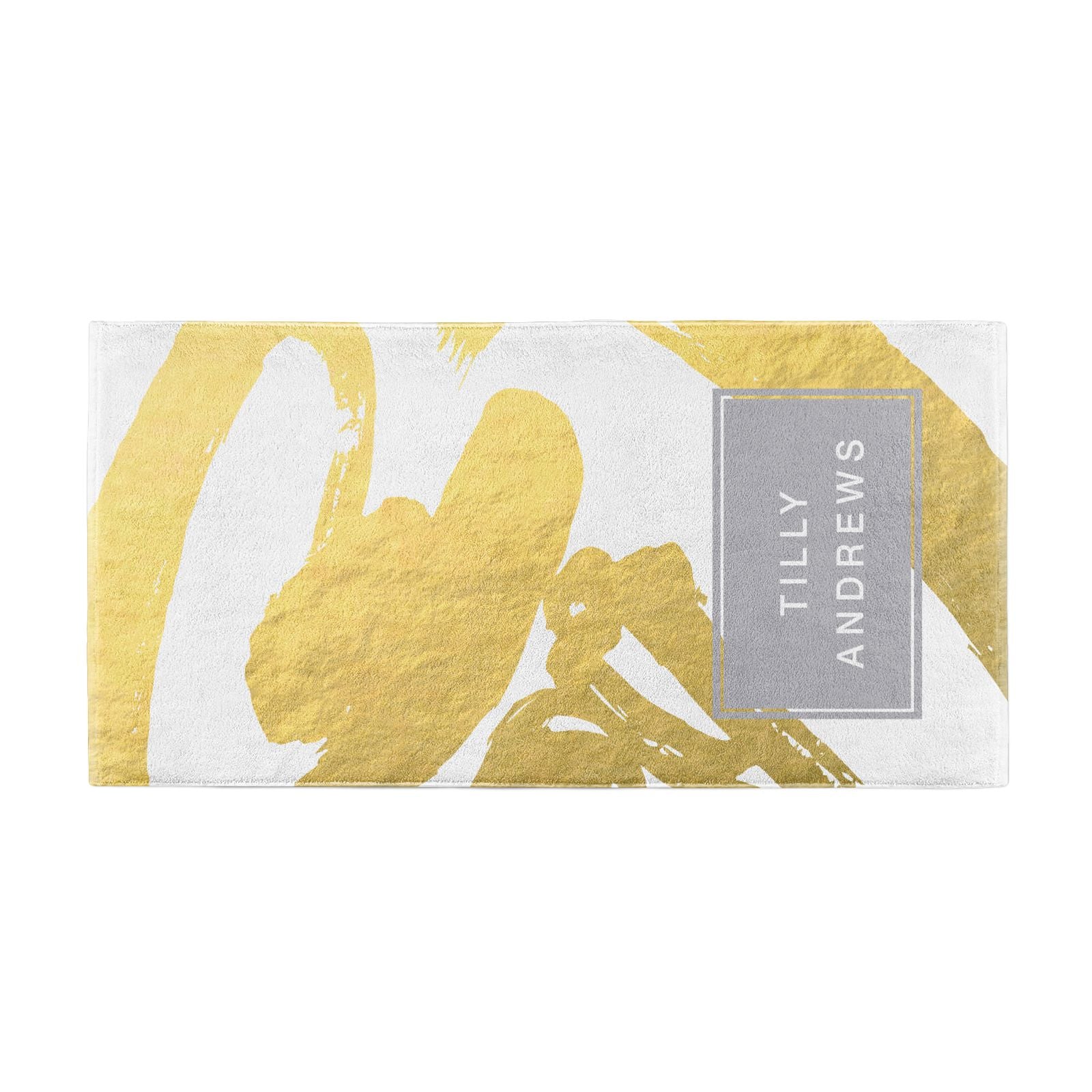 Personalised Gold Leaf White With Name Beach Towel Alternative Image