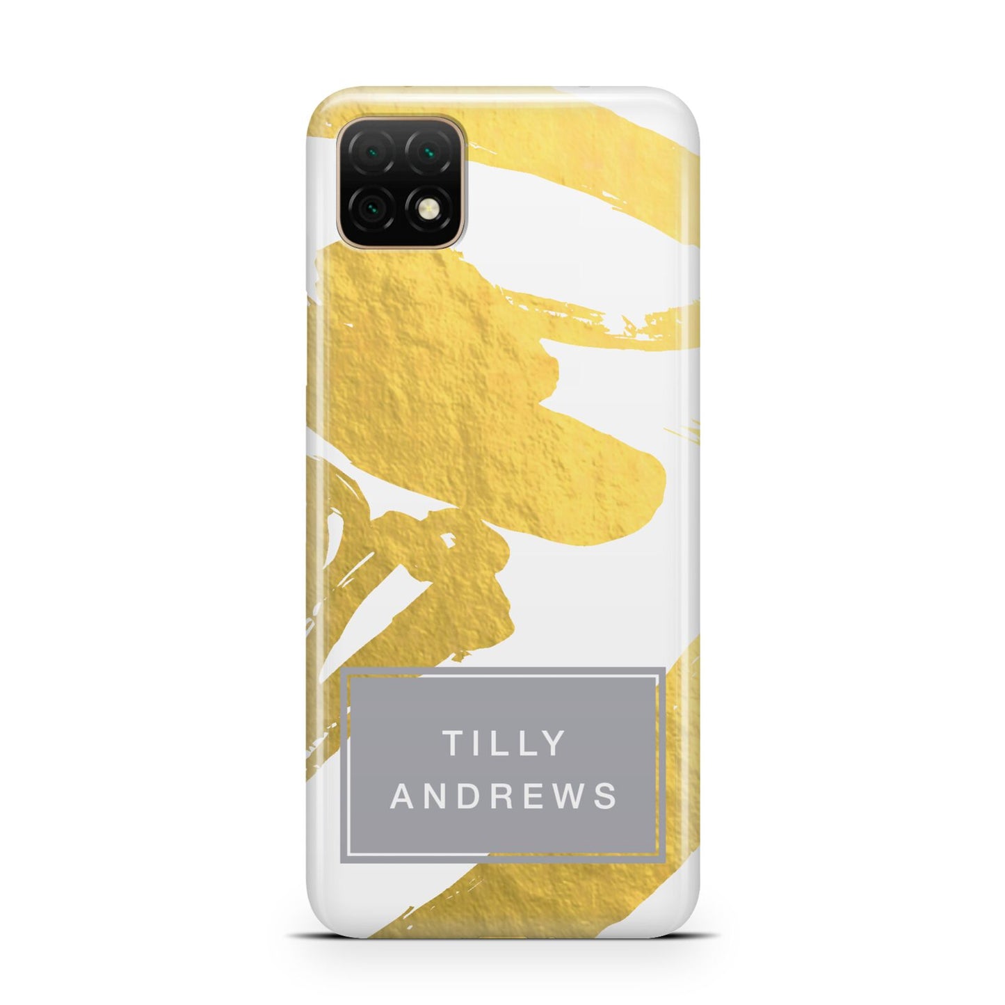 Personalised Gold Leaf White With Name Huawei Enjoy 20 Phone Case