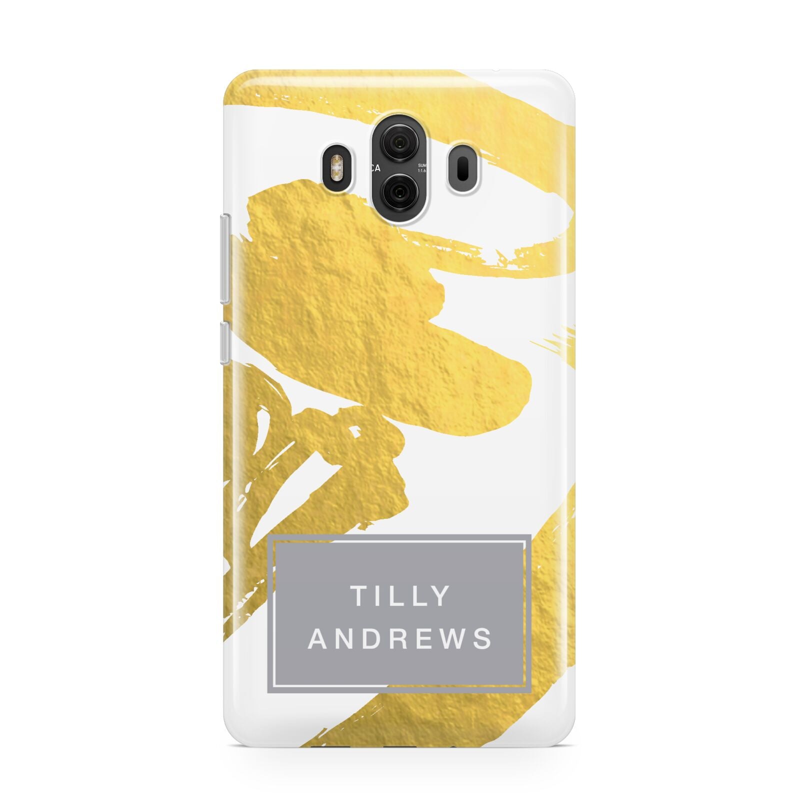 Personalised Gold Leaf White With Name Huawei Mate 10 Protective Phone Case