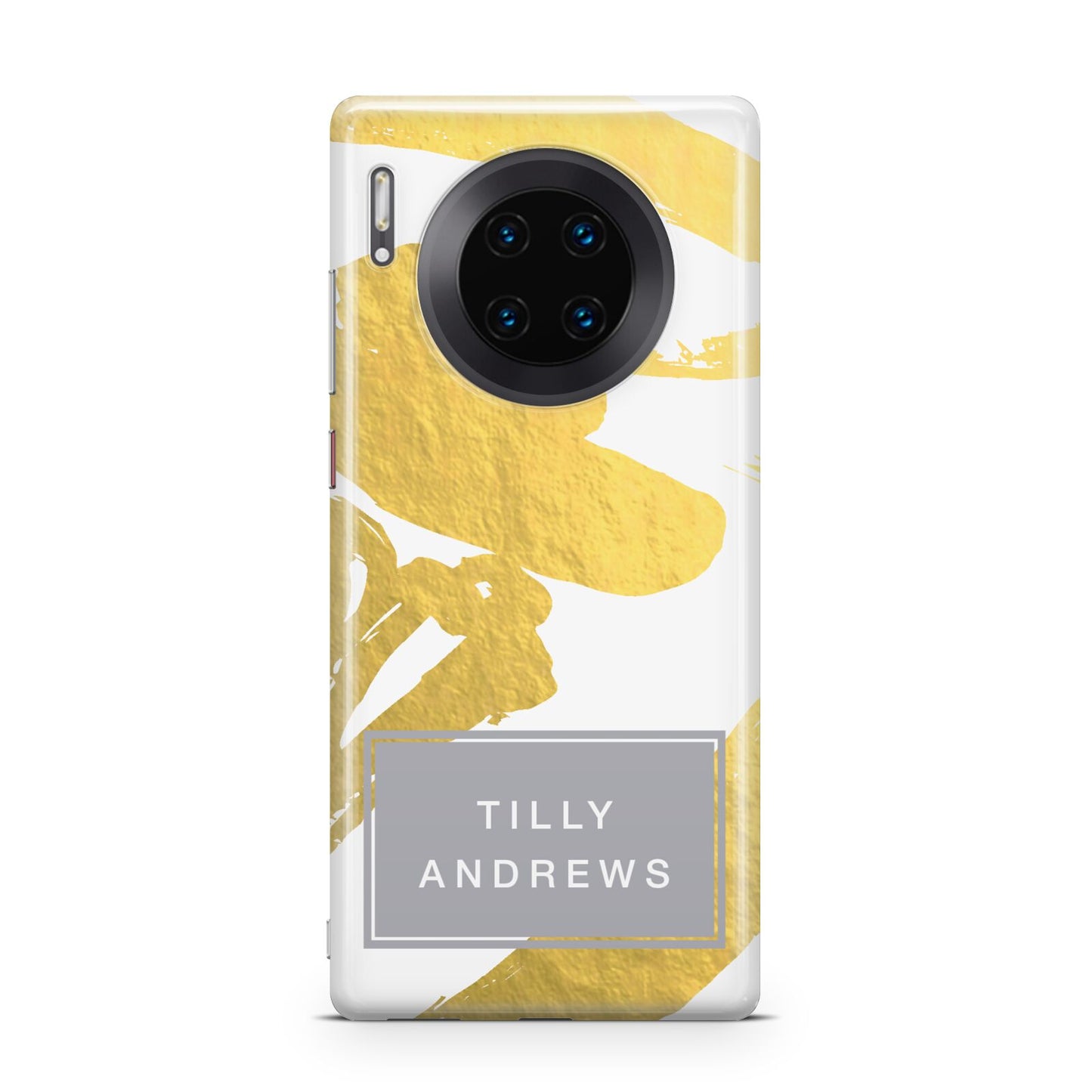 Personalised Gold Leaf White With Name Huawei Mate 30 Pro Phone Case