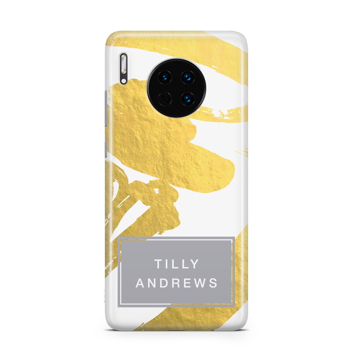 Personalised Gold Leaf White With Name Huawei Mate 30