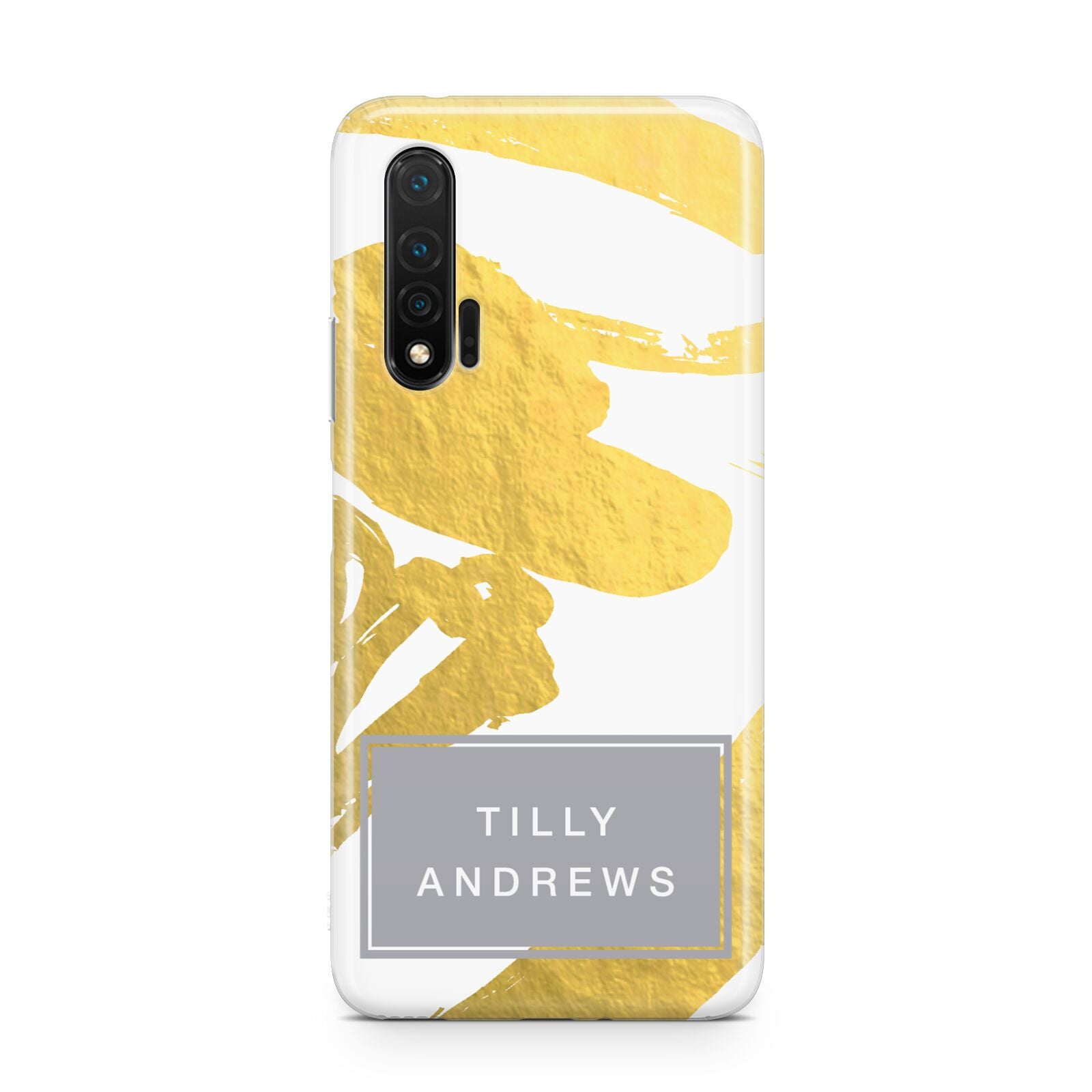 Personalised Gold Leaf White With Name Huawei Nova 6 Phone Case