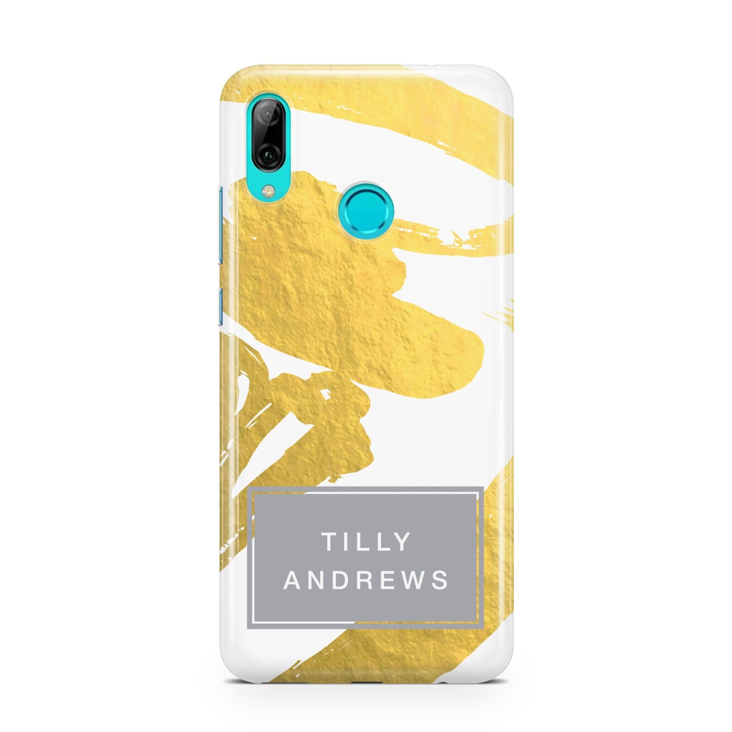 Personalised Gold Leaf White With Name Huawei P Smart 2019 Case
