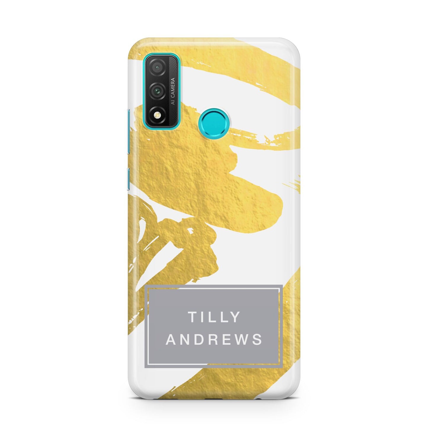 Personalised Gold Leaf White With Name Huawei P Smart 2020