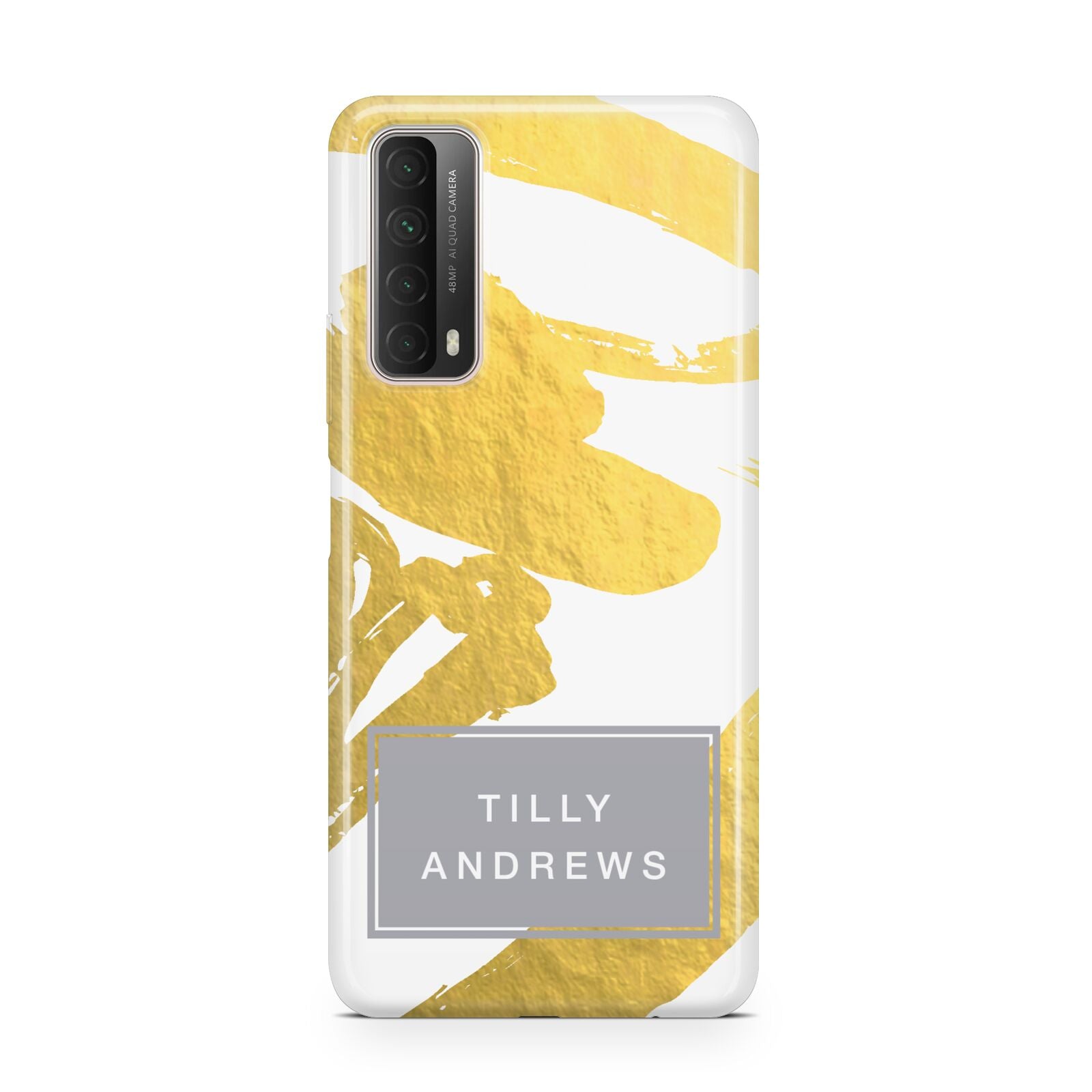 Personalised Gold Leaf White With Name Huawei P Smart 2021