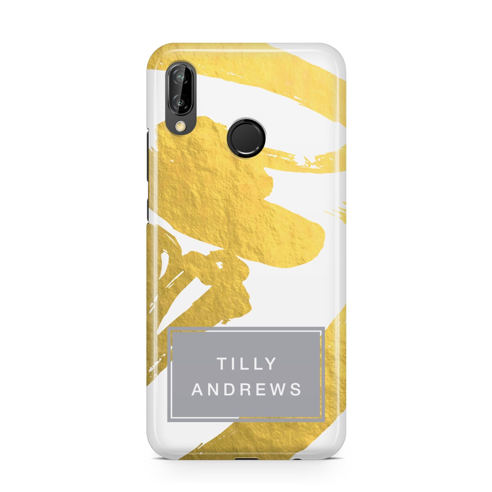 Personalised Gold Leaf White With Name Huawei P20 Lite Phone Case