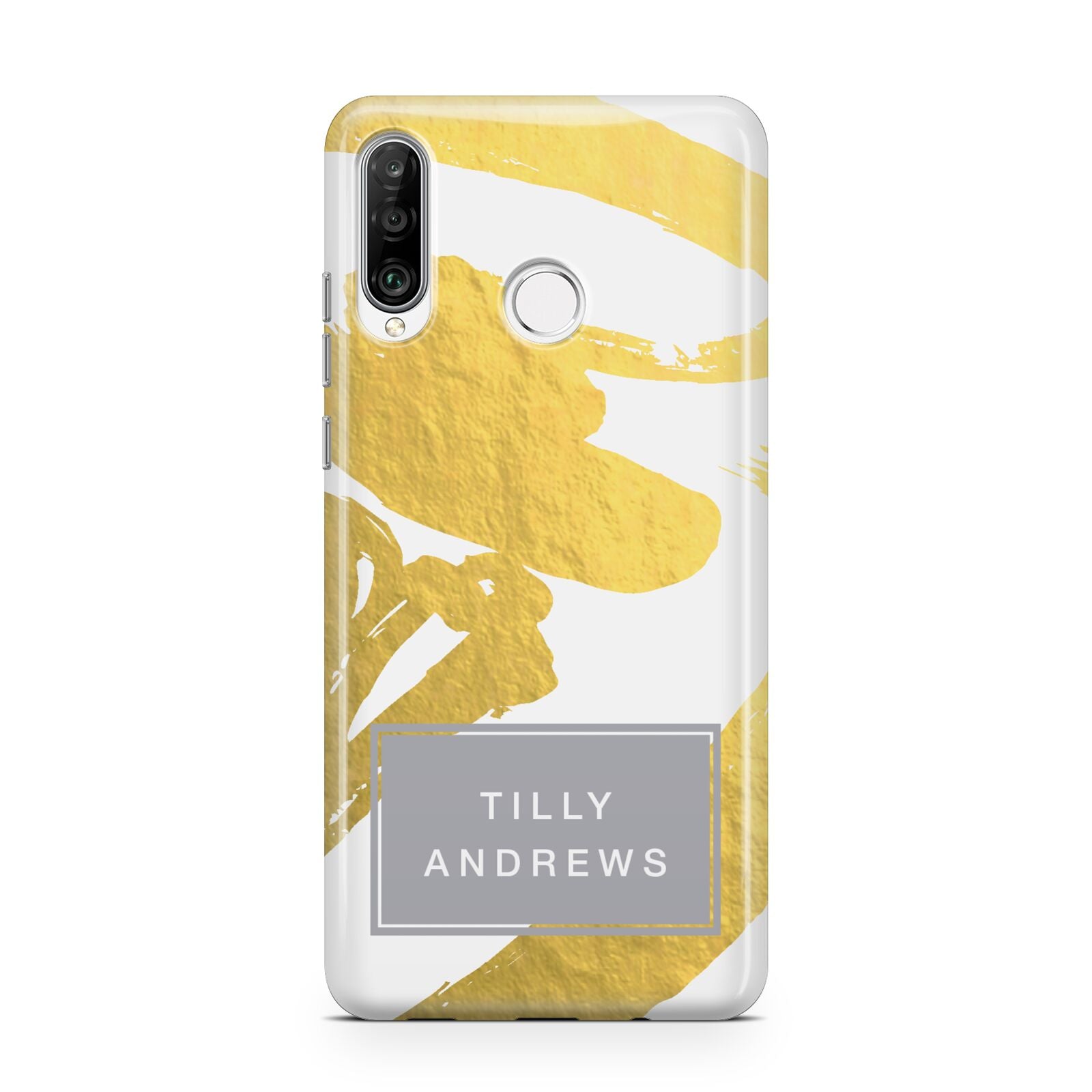 Personalised Gold Leaf White With Name Huawei P30 Lite Phone Case