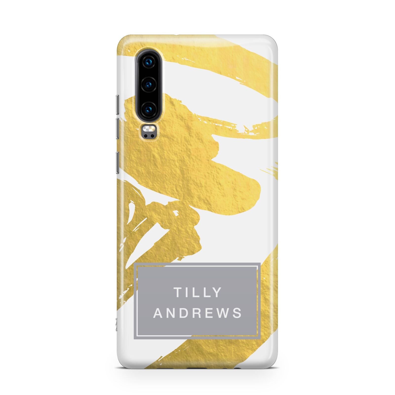 Personalised Gold Leaf White With Name Huawei P30 Phone Case