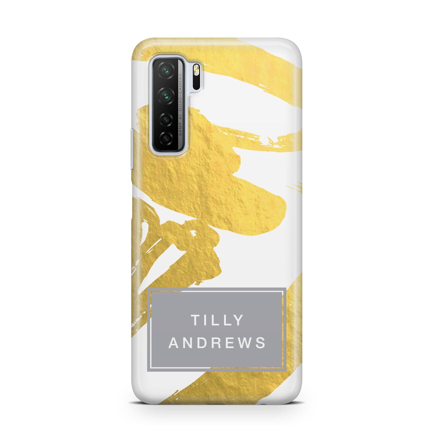 Personalised Gold Leaf White With Name Huawei P40 Lite 5G Phone Case