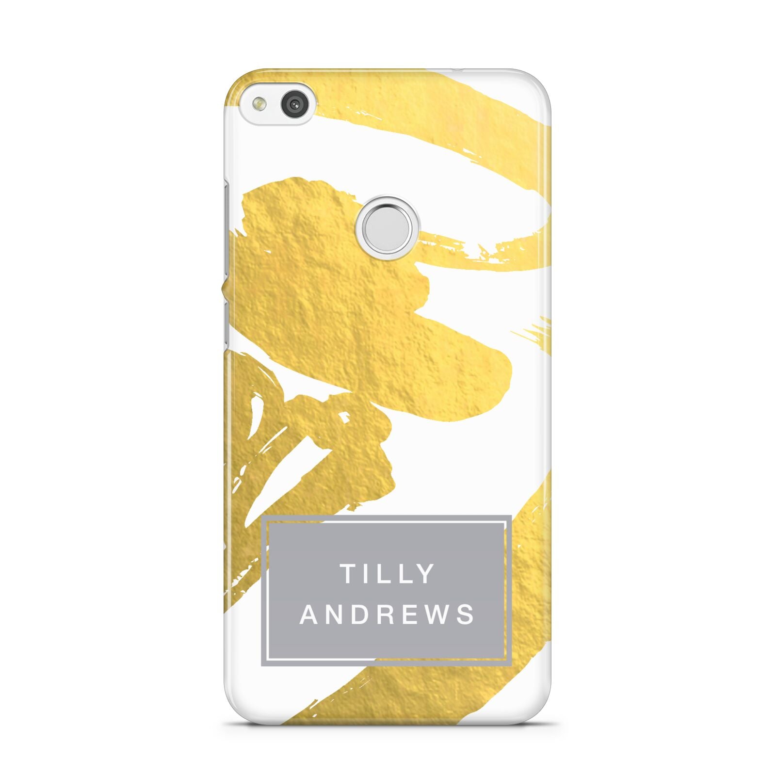 Personalised Gold Leaf White With Name Huawei P8 Lite Case