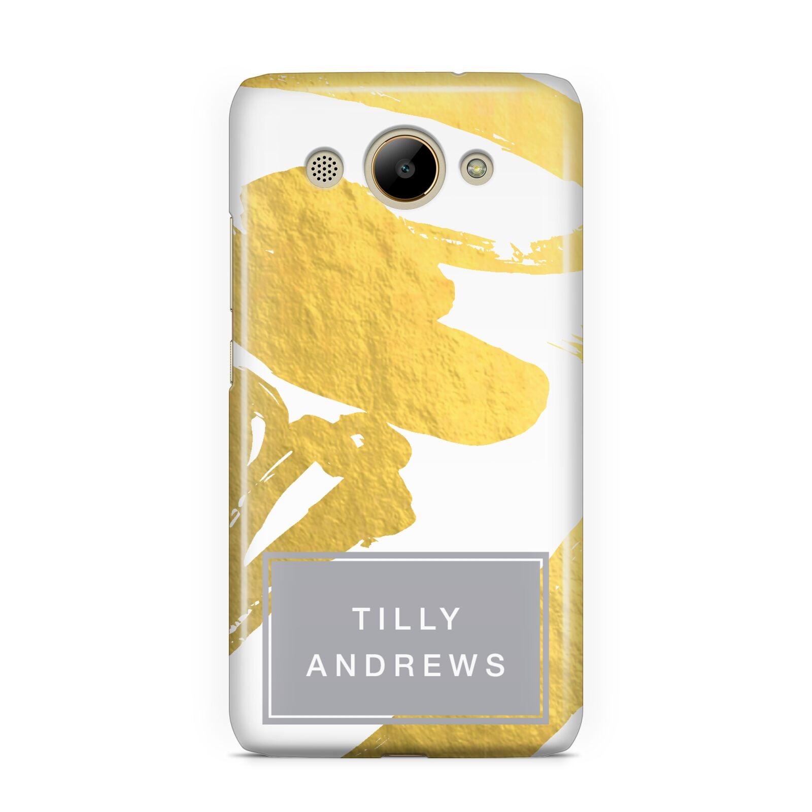 Personalised Gold Leaf White With Name Huawei Y3 2017