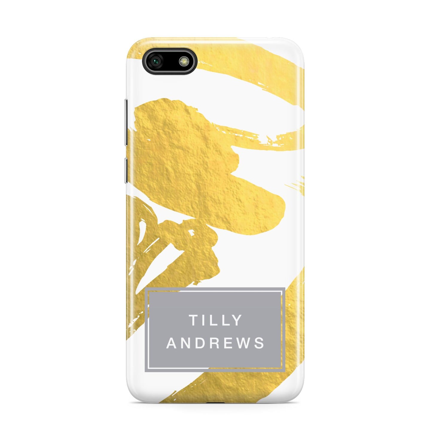 Personalised Gold Leaf White With Name Huawei Y5 Prime 2018 Phone Case