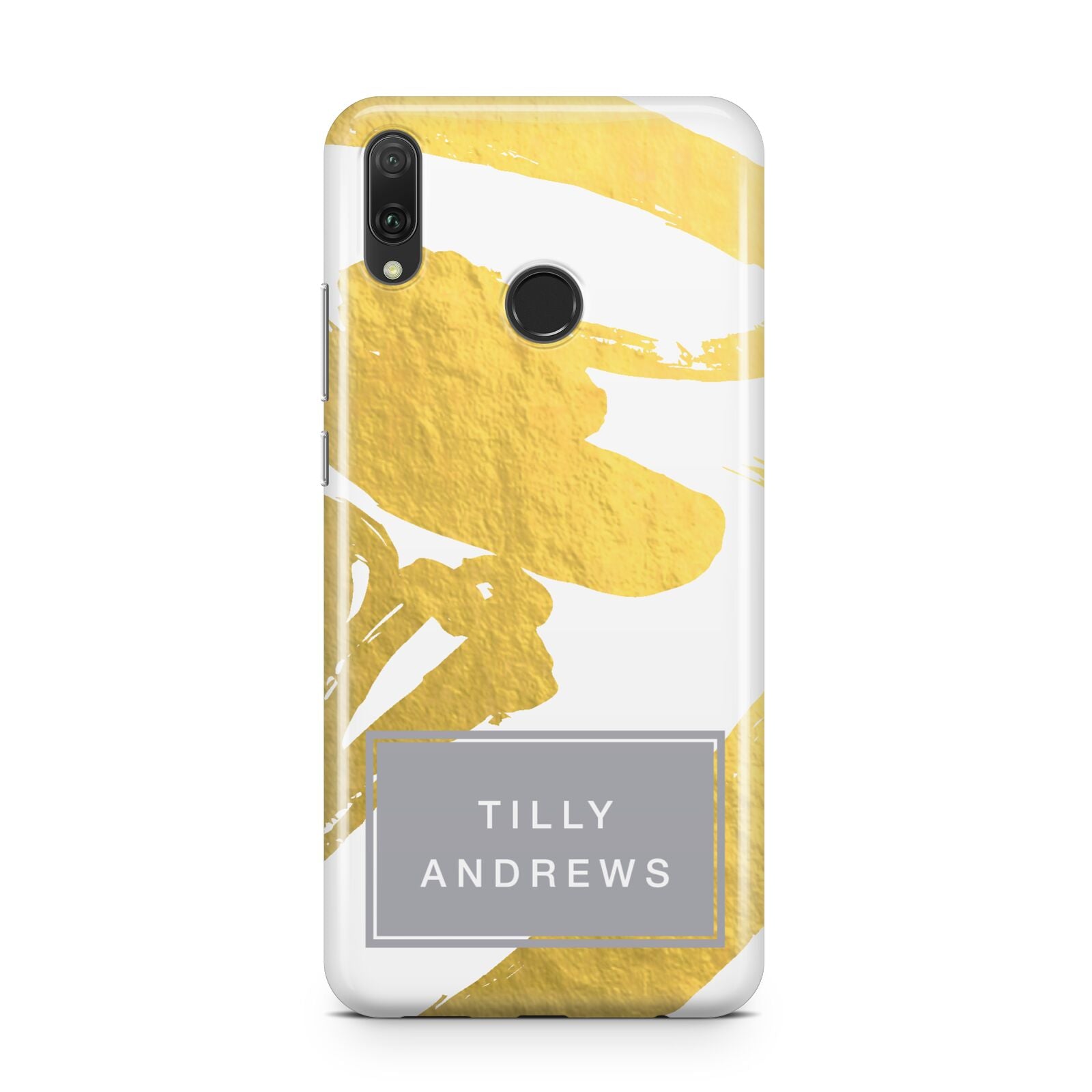 Personalised Gold Leaf White With Name Huawei Y9 2019