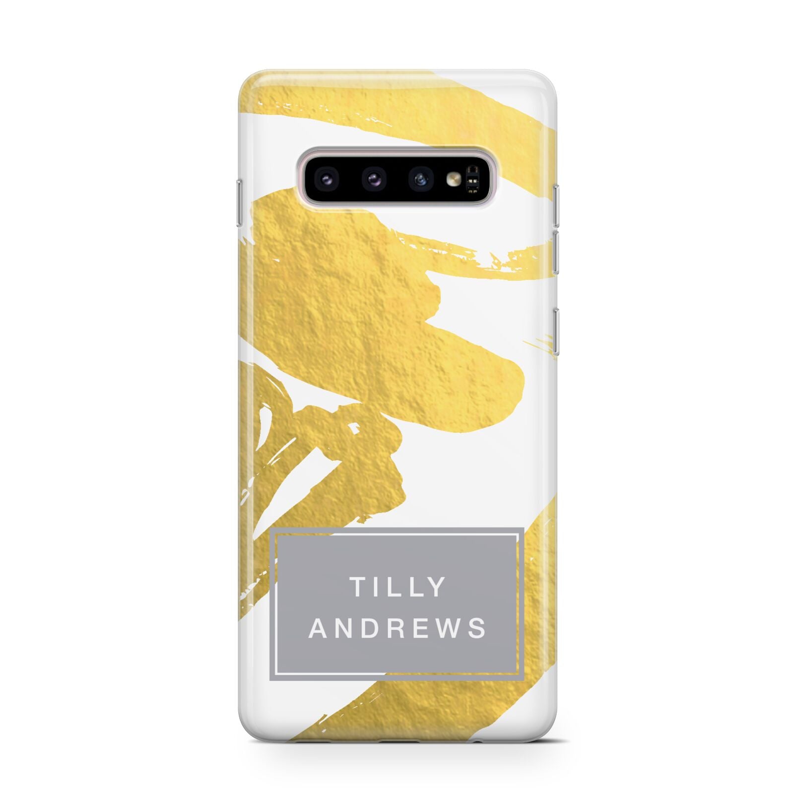 Personalised Gold Leaf White With Name Protective Samsung Galaxy Case