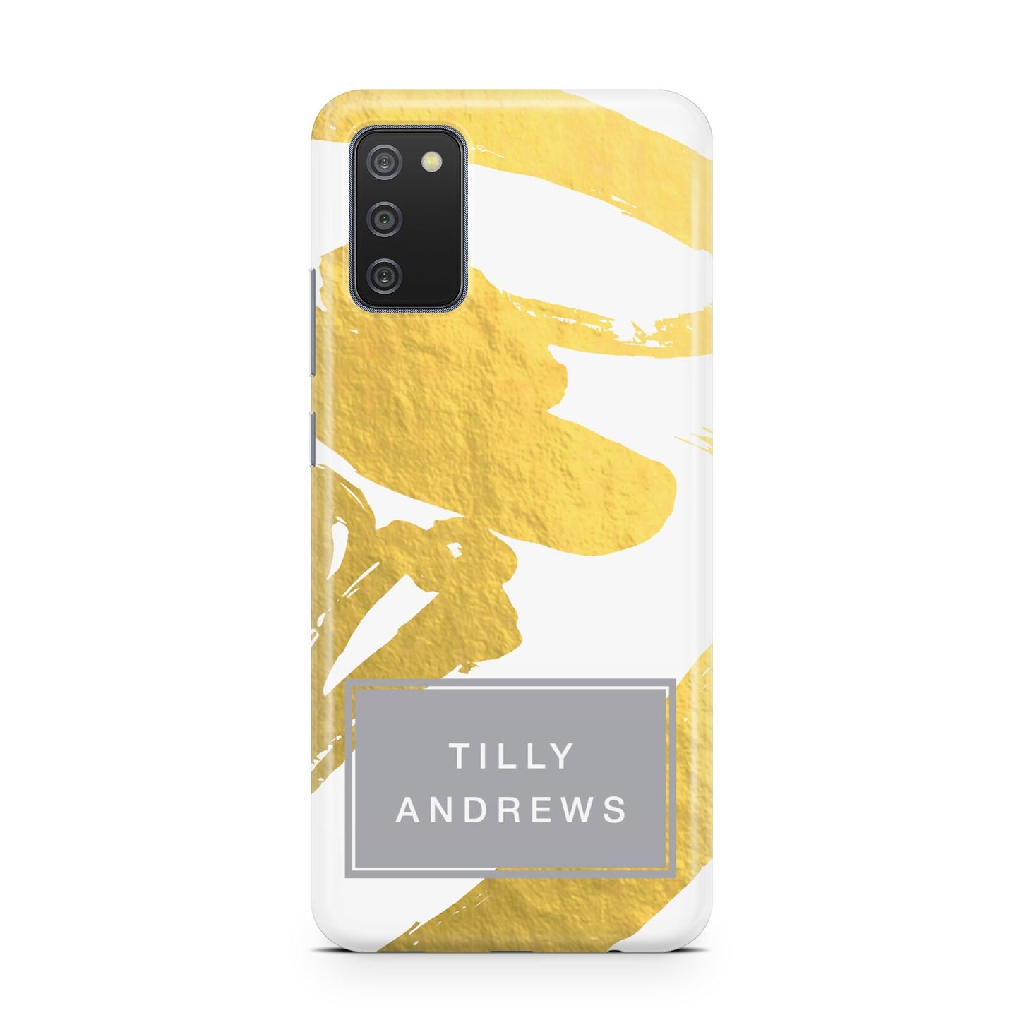 Personalised Gold Leaf White With Name Samsung A02s Case