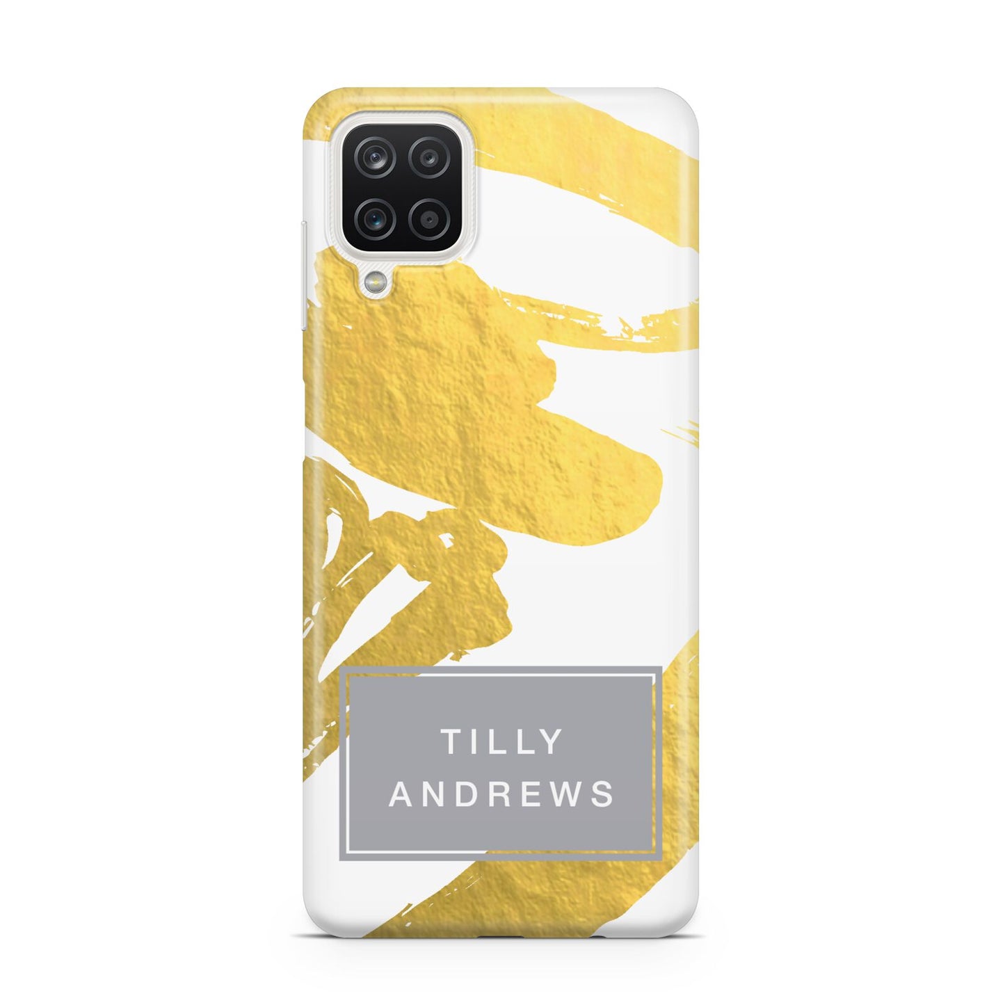 Personalised Gold Leaf White With Name Samsung A12 Case