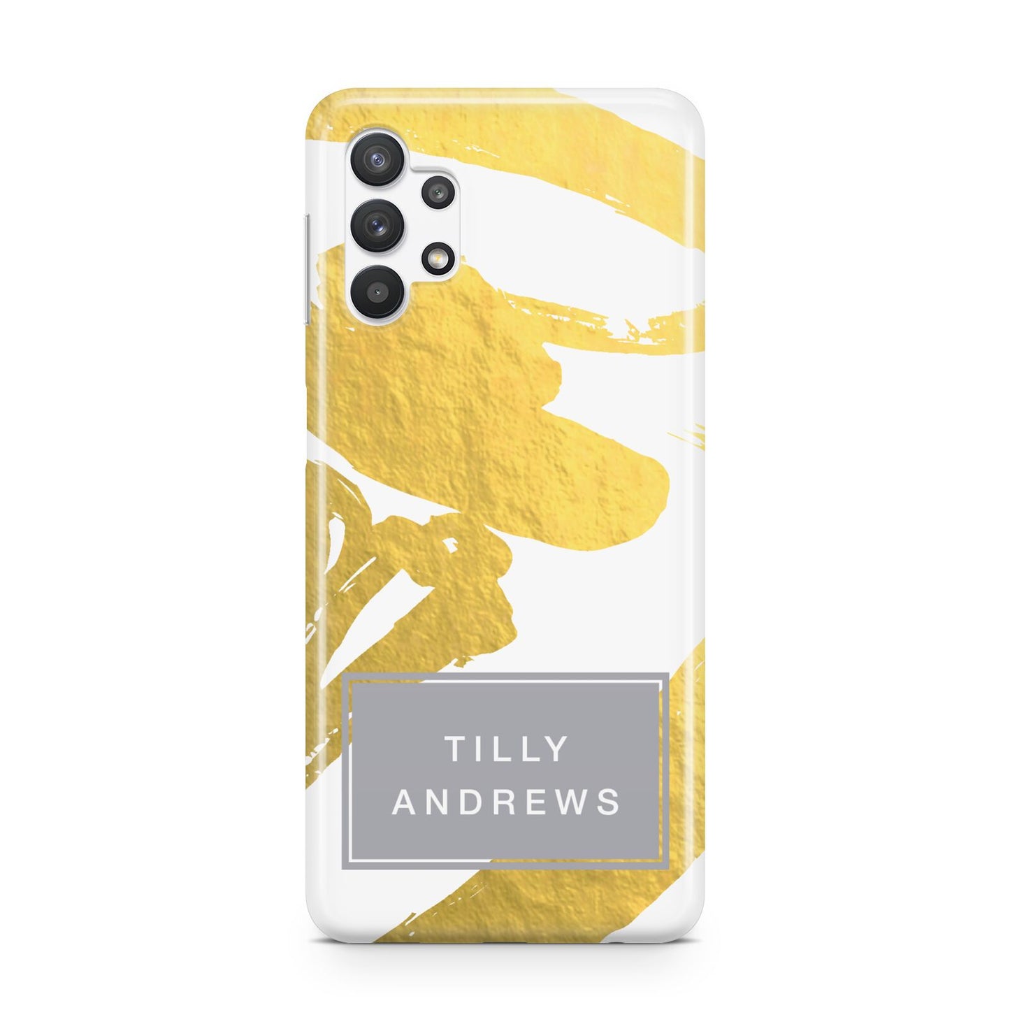 Personalised Gold Leaf White With Name Samsung A32 5G Case