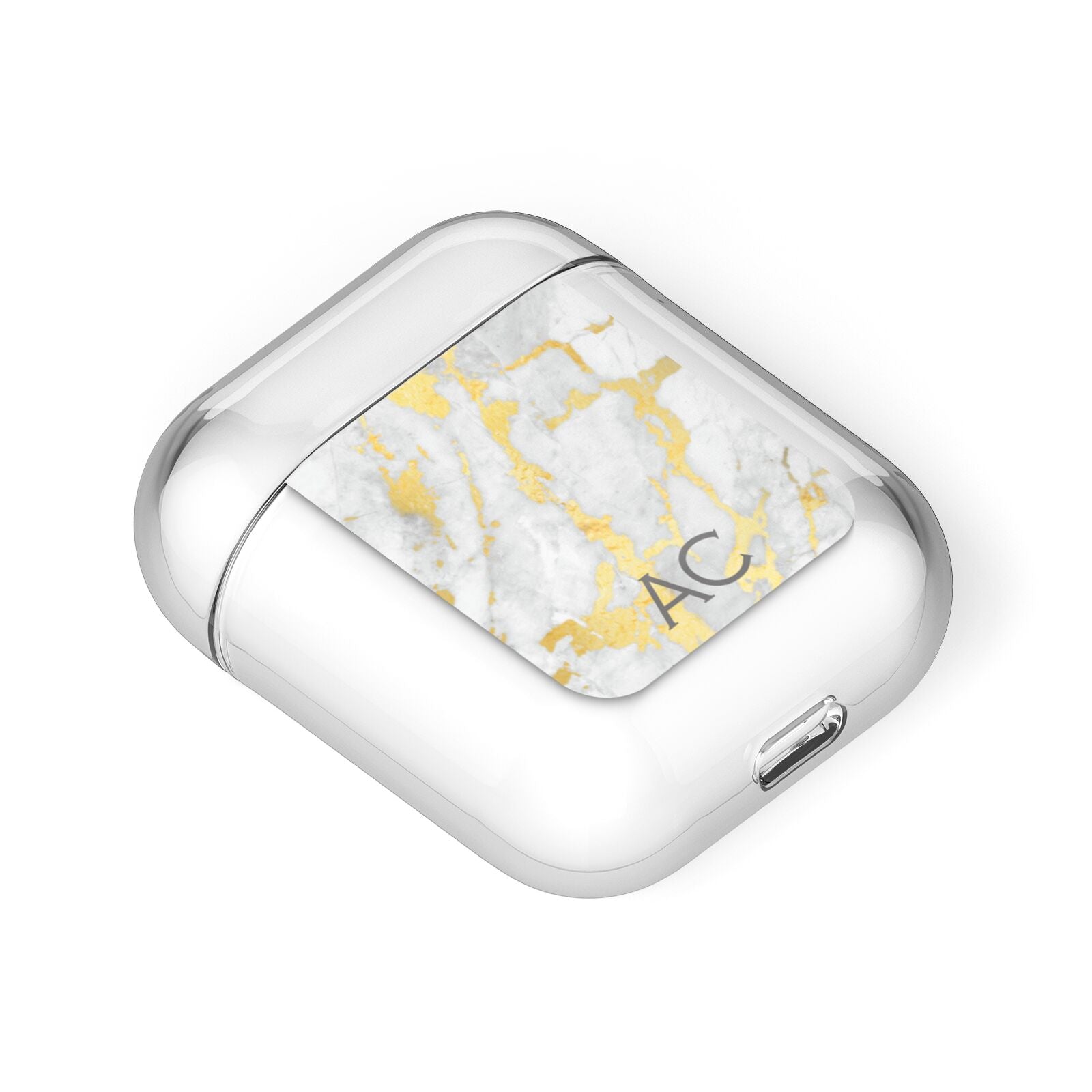 Personalised Gold Marble Initials AirPods Case Laid Flat