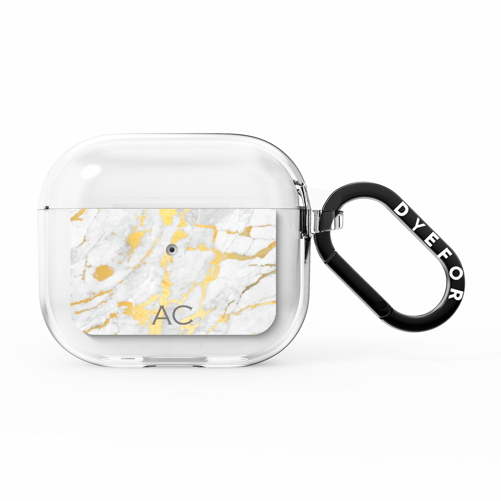 Personalised Gold Marble Initials AirPods Clear Case 3rd Gen