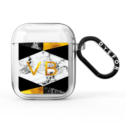 Personalised Gold Marble Initials AirPods Clear Case