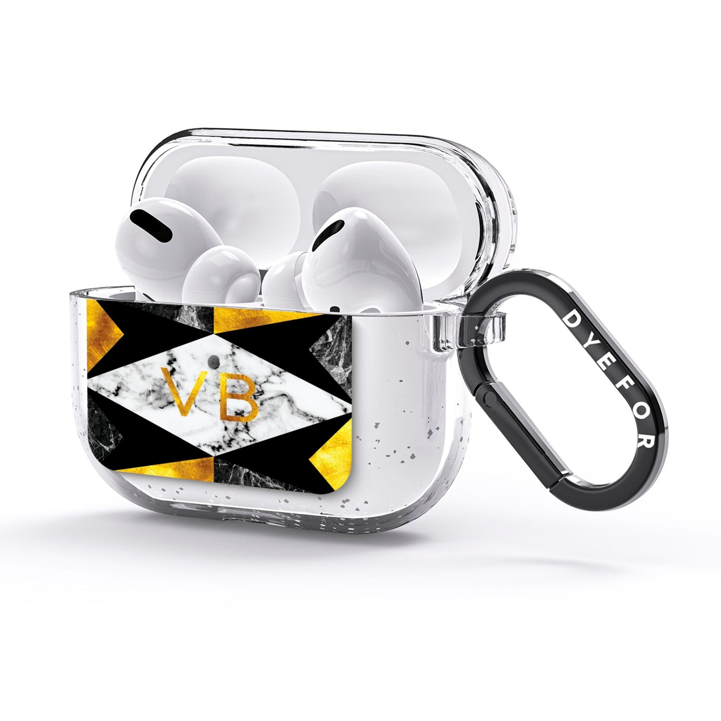 Personalised Gold Marble Initials AirPods Glitter Case 3rd Gen Side Image