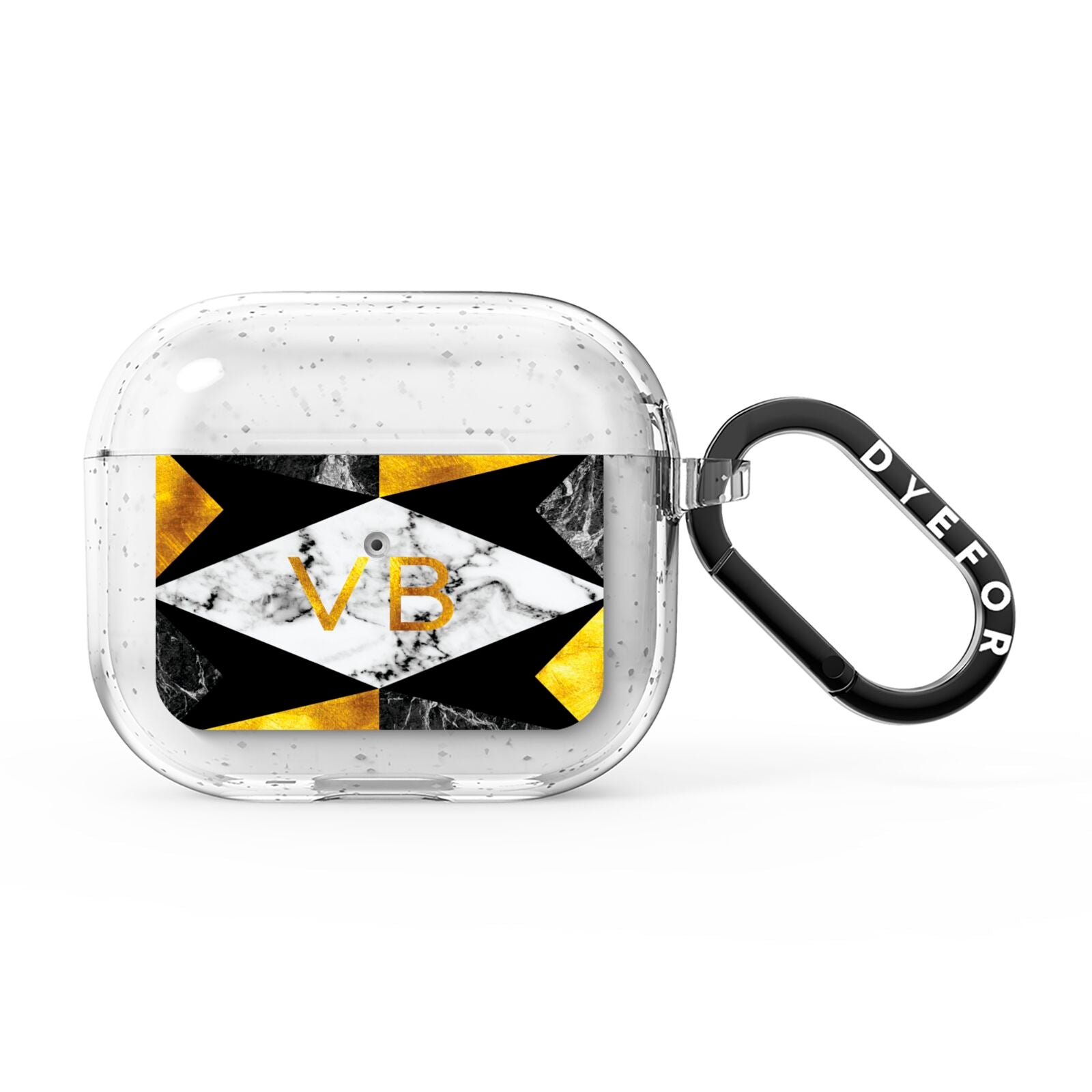 Personalised Gold Marble Initials AirPods Glitter Case 3rd Gen