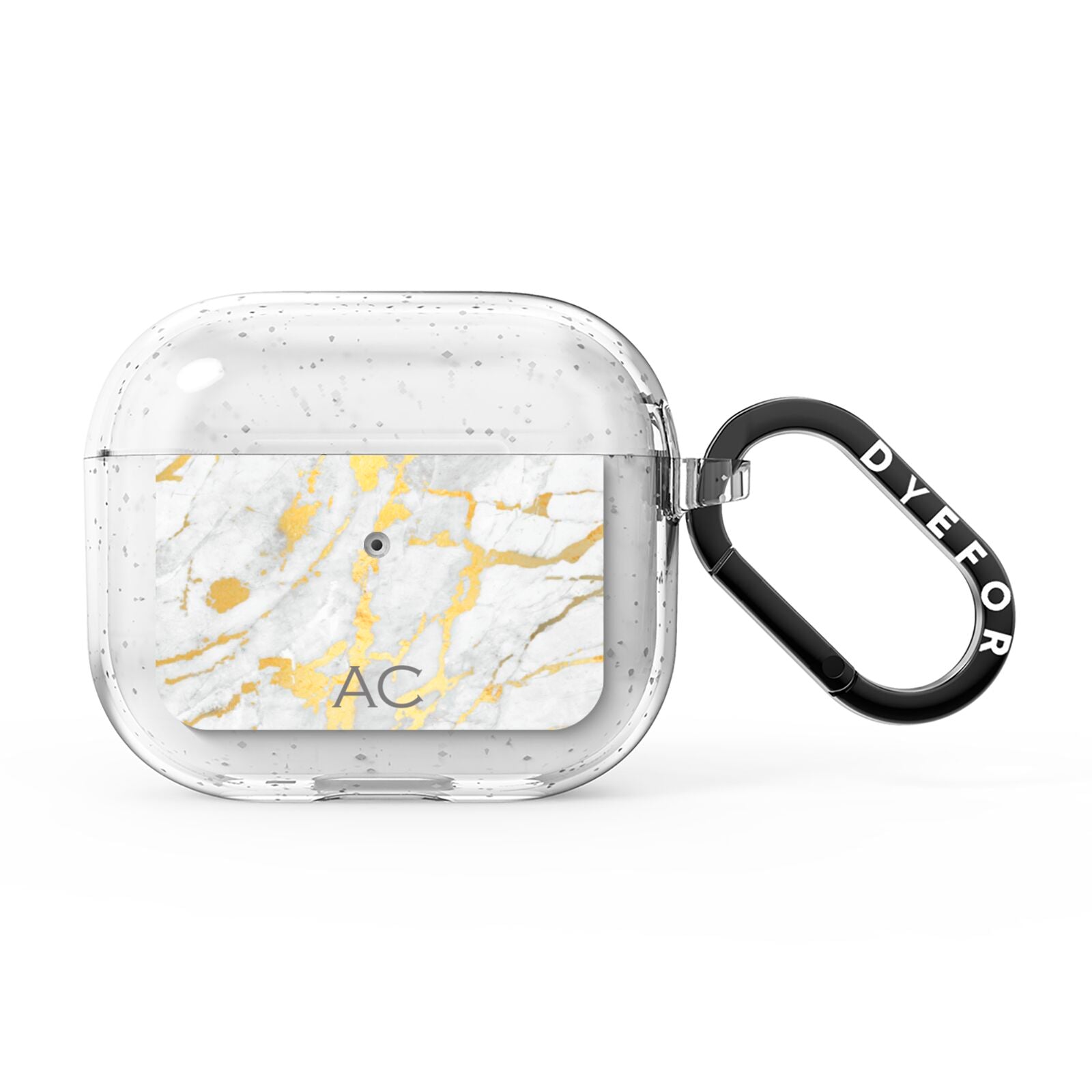 Personalised Gold Marble Initials AirPods Glitter Case 3rd Gen