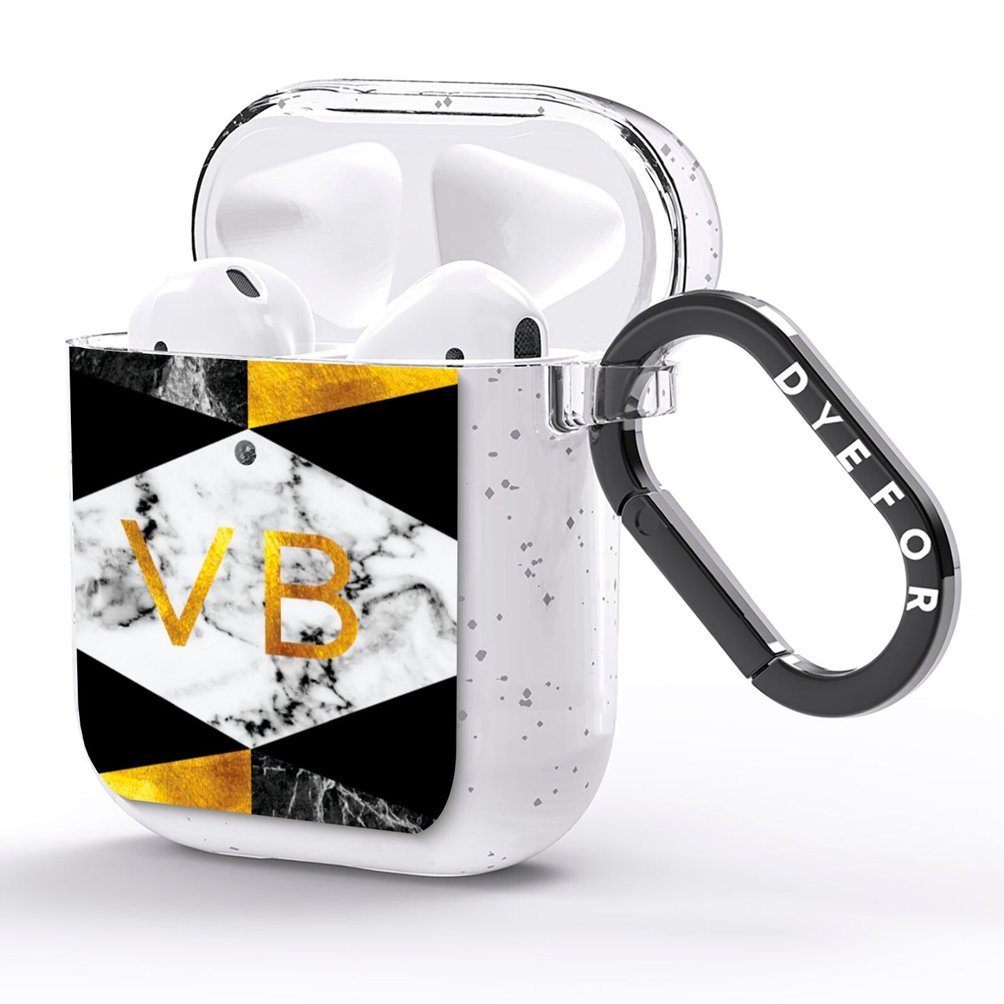 Personalised Gold Marble Initials AirPods Glitter Case Side Image