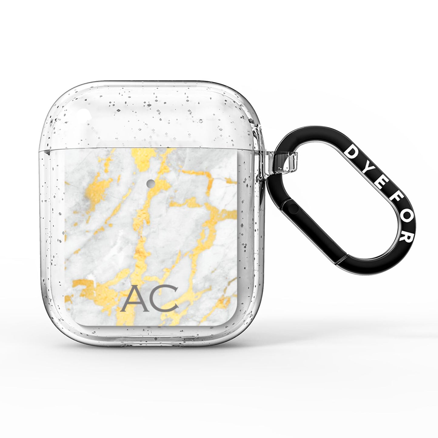 Personalised Gold Marble Initials AirPods Glitter Case