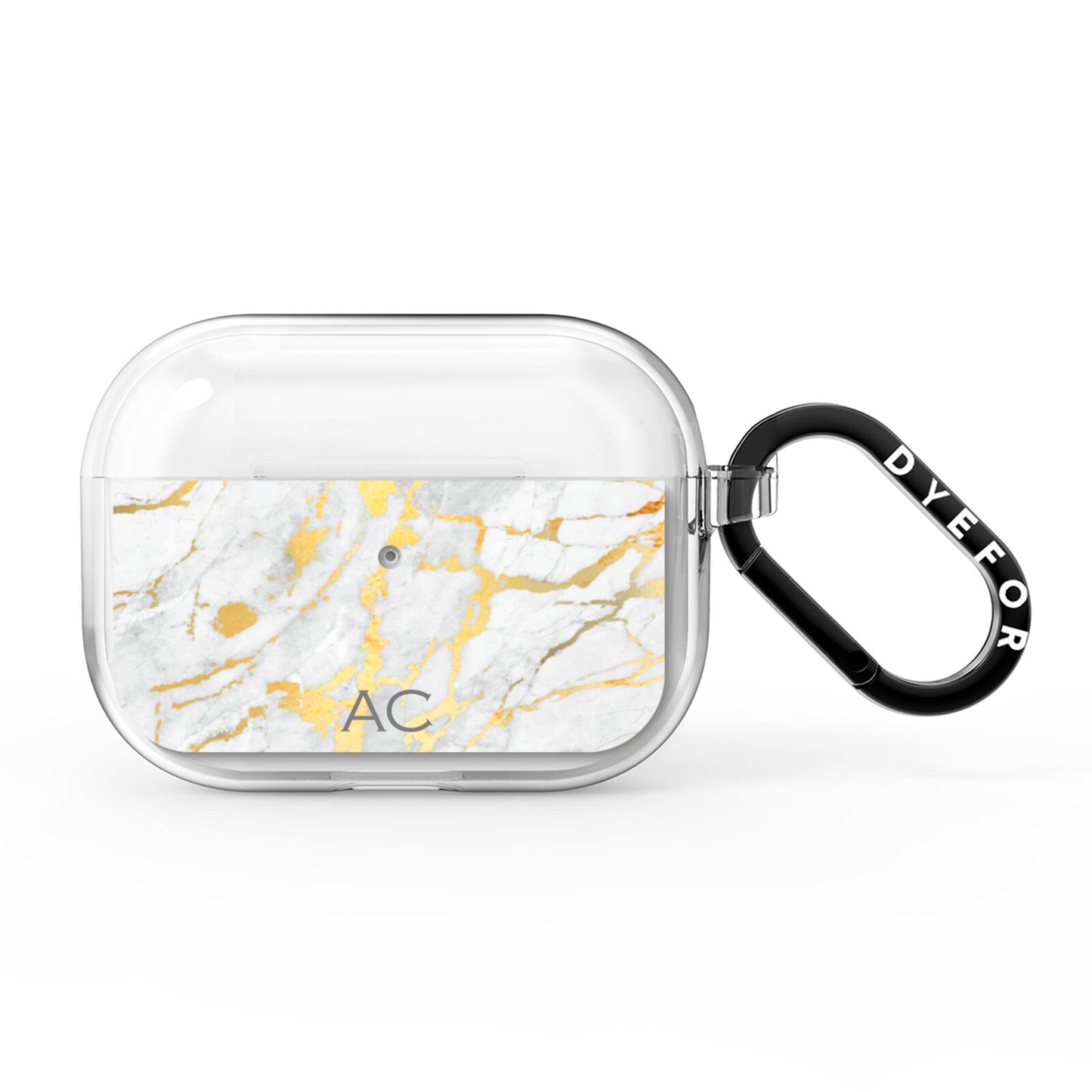 Personalised Gold Marble Initials AirPods Pro Clear Case