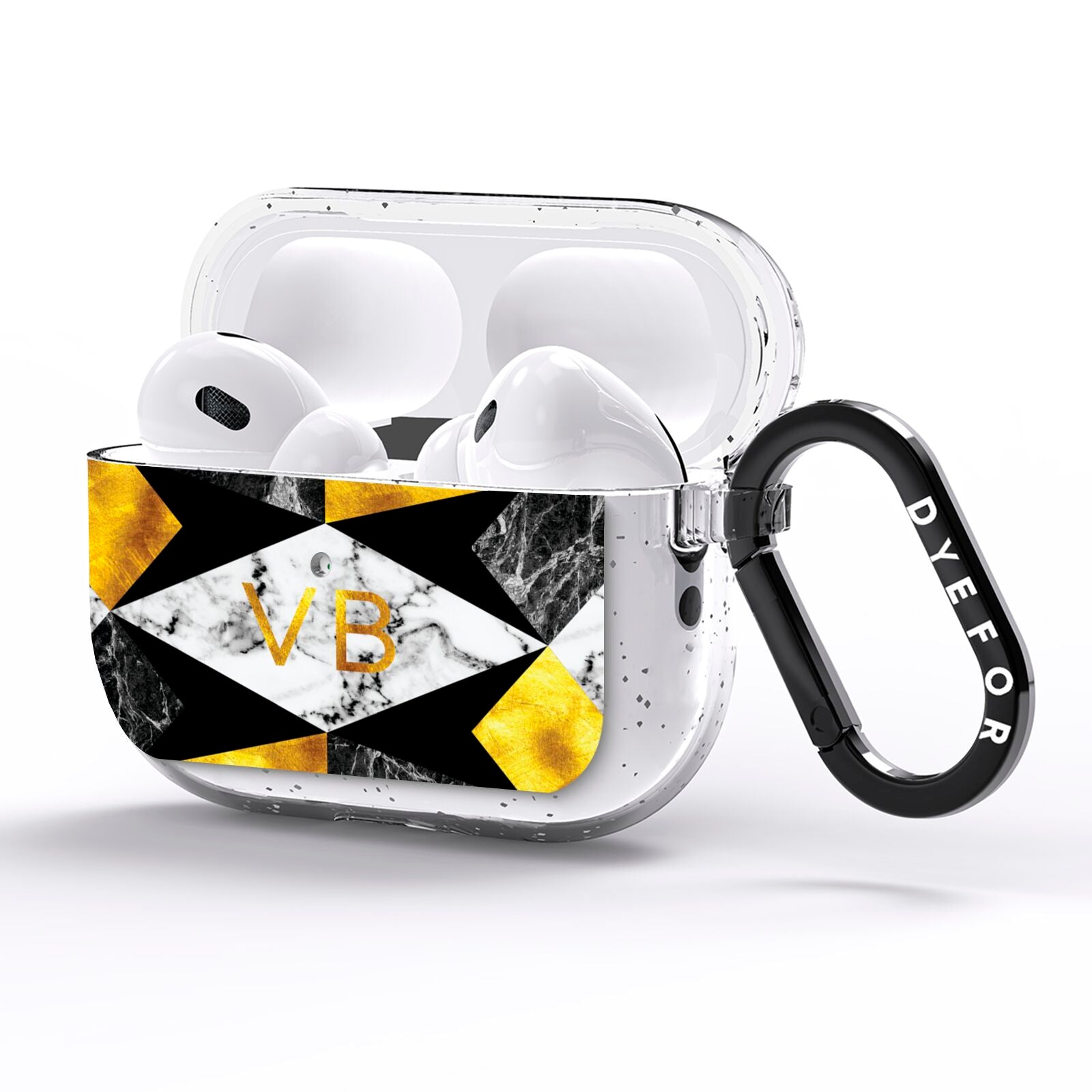Personalised Gold Marble Initials AirPods Pro Glitter Case Side Image