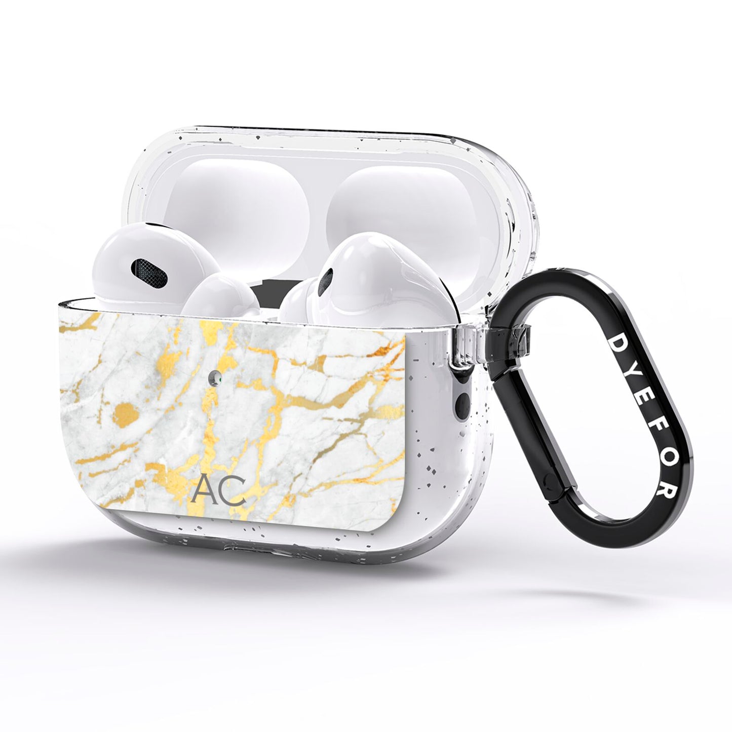 Personalised Gold Marble Initials AirPods Pro Glitter Case Side Image