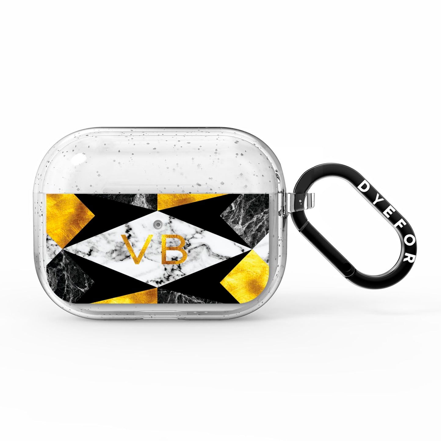 Personalised Gold Marble Initials AirPods Pro Glitter Case