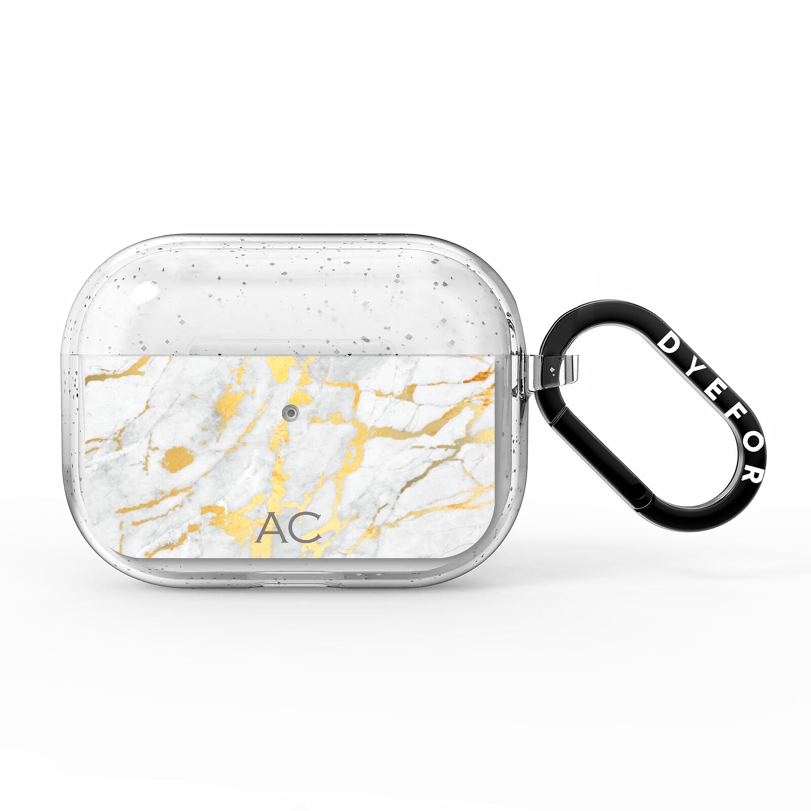 Personalised Gold Marble Initials AirPods Pro Glitter Case
