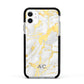 Personalised Gold Marble Initials Apple iPhone 11 in White with Black Impact Case