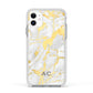 Personalised Gold Marble Initials Apple iPhone 11 in White with White Impact Case