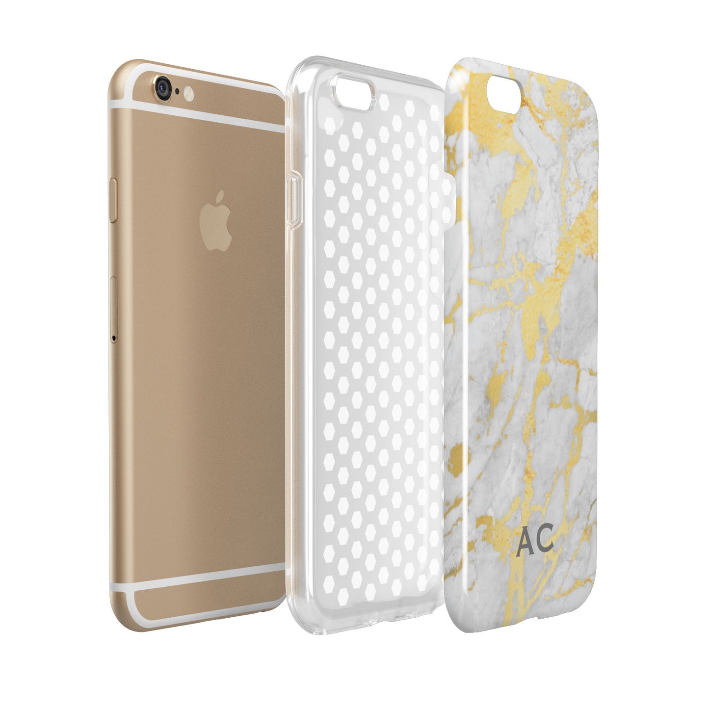 Personalised Gold Marble Initials Apple iPhone 6 3D Tough Case Expanded view