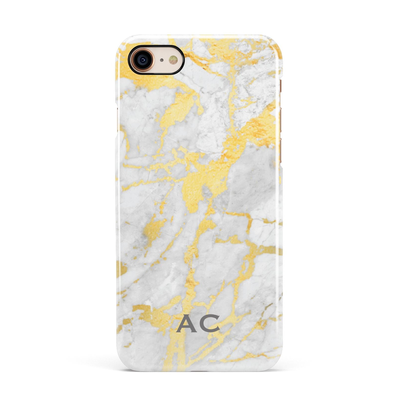 Personalised Gold Marble Initials Apple iPhone 7 8 3D Snap Case