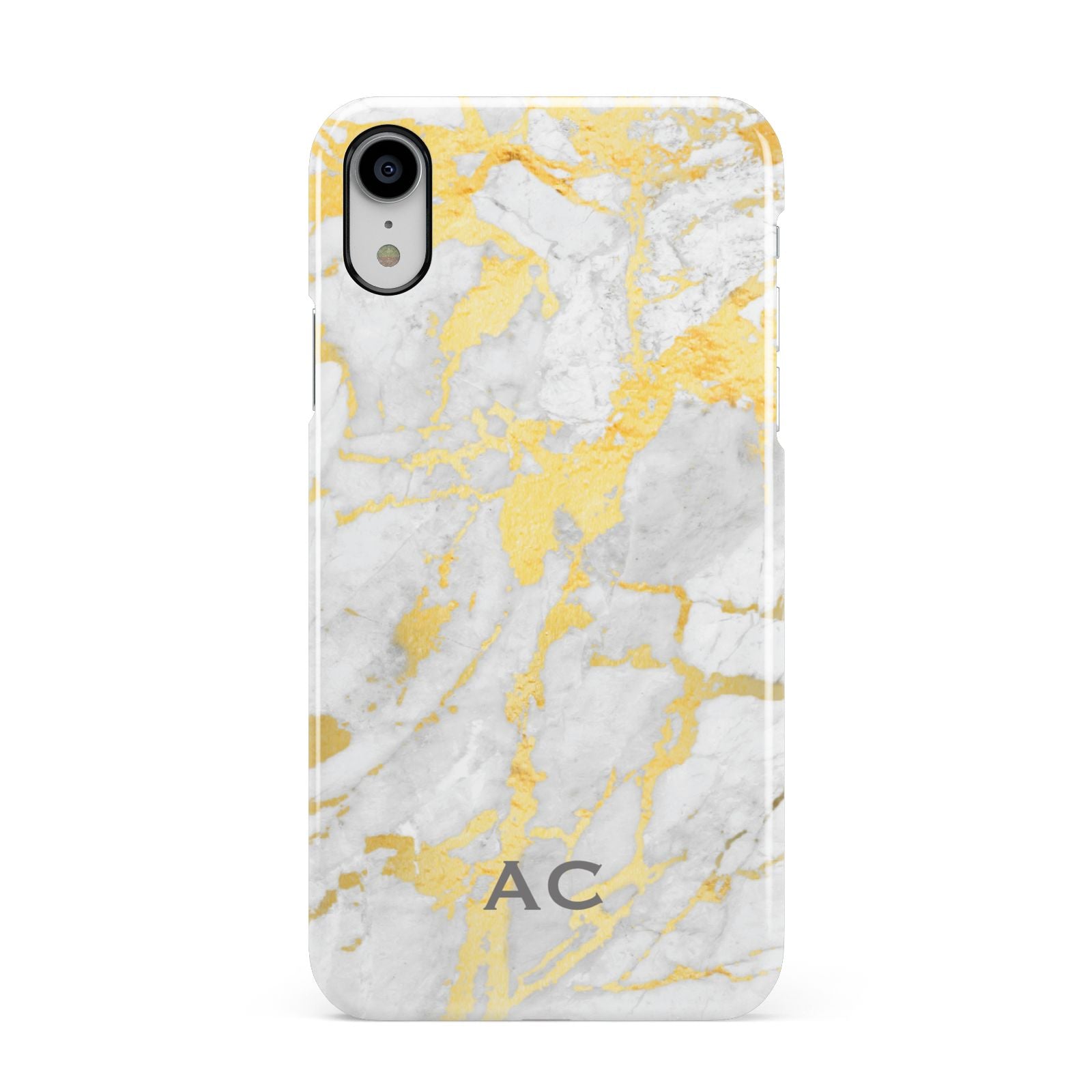 Personalised Gold Marble Initials Apple iPhone XR White 3D Snap Case