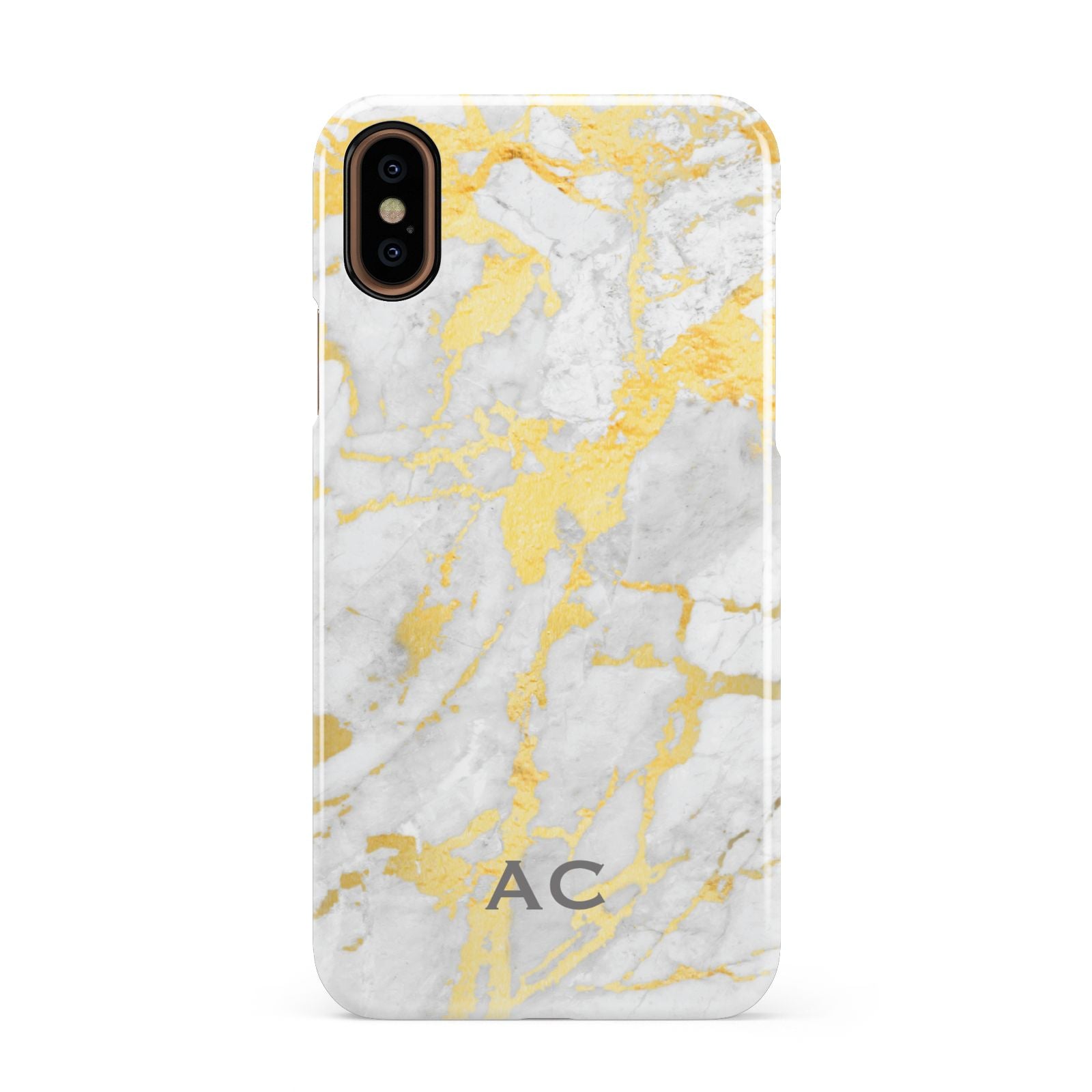 Personalised Gold Marble Initials Apple iPhone XS 3D Snap Case