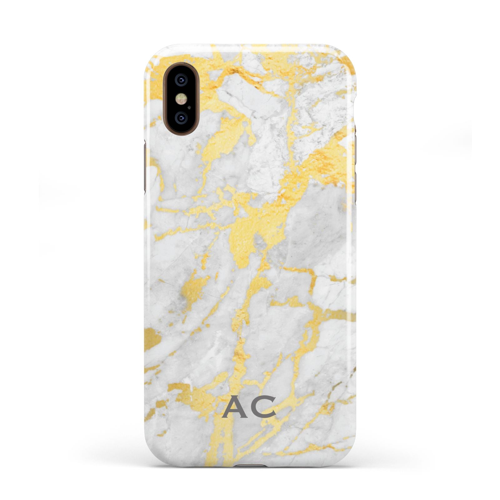 Personalised Gold Marble Initials Apple iPhone XS 3D Tough